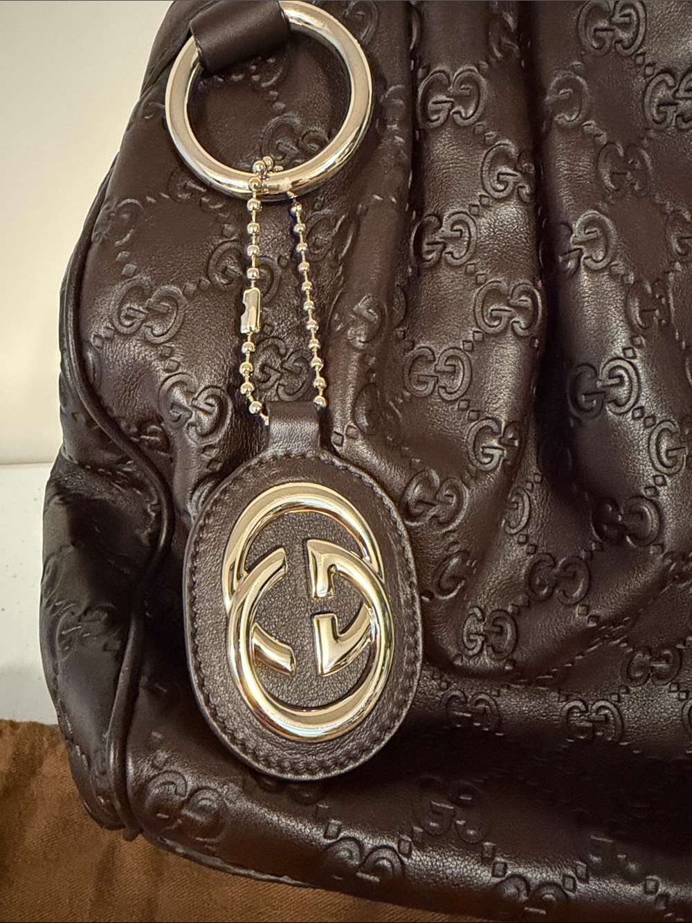 Gucci Brown GG Embossed Leather Shoulder Bag - Picture 16 of 16